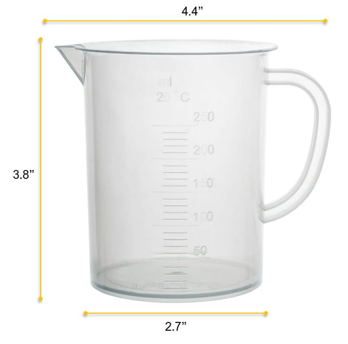 Measuring Jug, 250ml - Polypropylene Plastic - Raised Graduations
