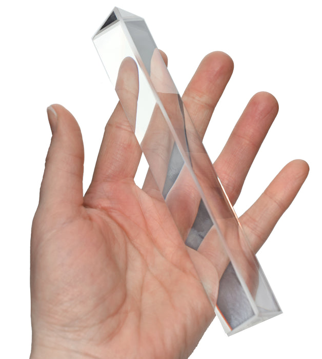 Equilateral Prism, 6x1" - Glass - Useful for Experiments in Optics, Light Refraction & Wavelengths - Eisco Labs