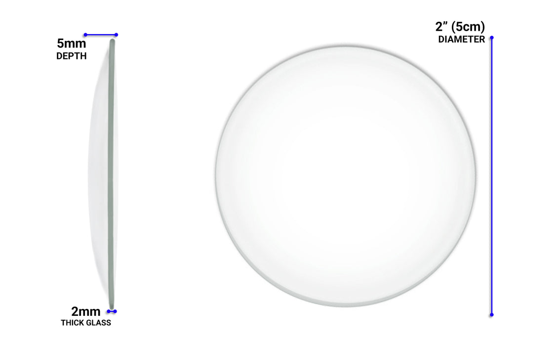 12PK Watch Glasses, 2" (5cm) - Cover Lids for Beakers & Flasks - Evaporation Dish