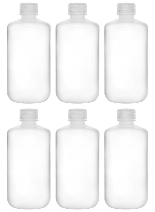 6PK Reagent Bottles, 250ml - Narrow Neck with Screw Cap - Polypropylene