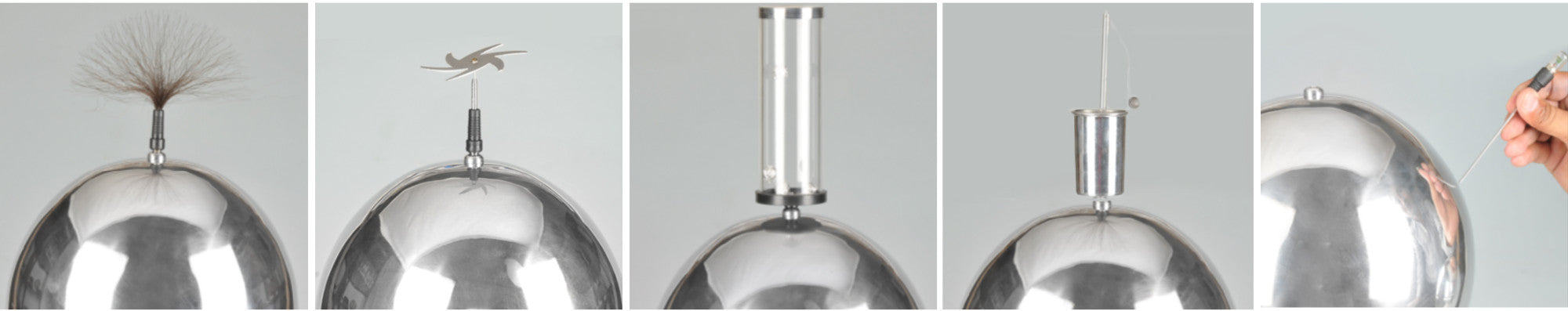 7 Piece Electrostatics Accessories Kit - Designed to be used with Eisco Labs Van De Graaff And Wimshurst Machines