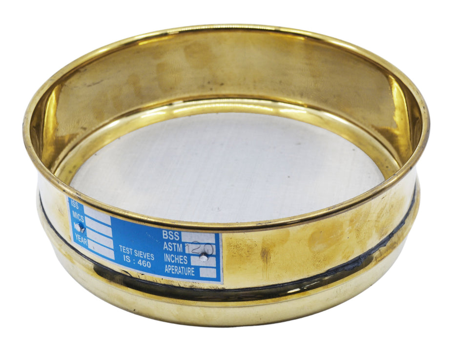Test Sieve, 8 Inch - Full Height - ASTM No. 120 (125µm) - Brass & Stainless Steel