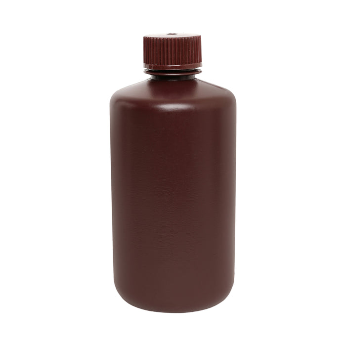 Reagent Bottle, Amber, 250mL - Narrow Mouth with Screw Cap - HDPE