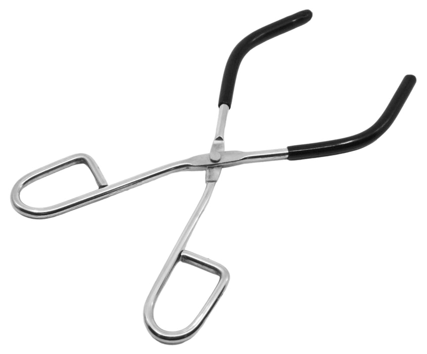 Beaker Tongs, 9.75" Long - Rubber Coated Jaws - Nickel Plated Steel