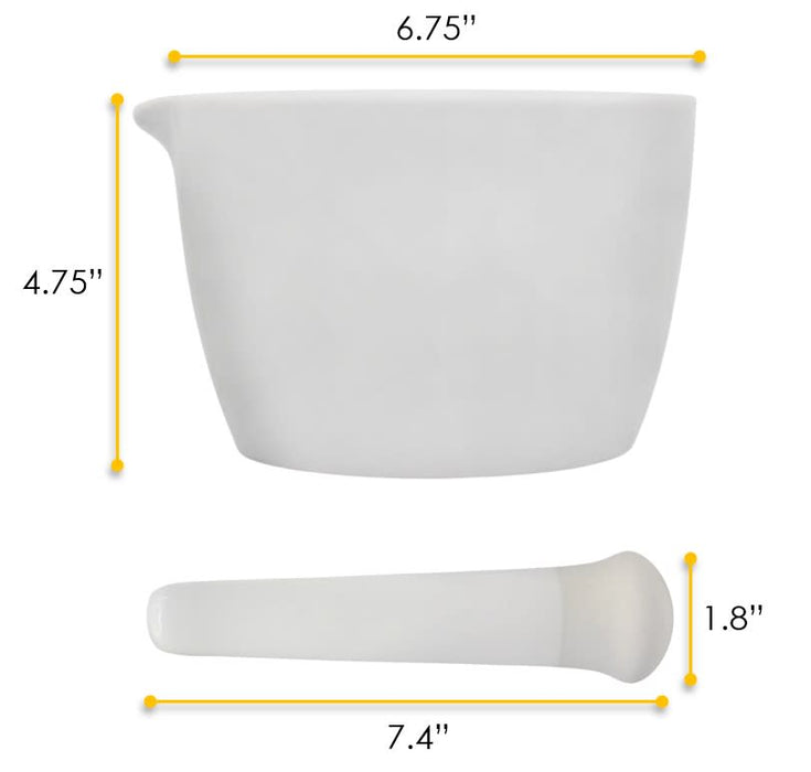 Mortar & Pestle, 750mL - 165mm - Porcelain, Unglazed Grinding Surface