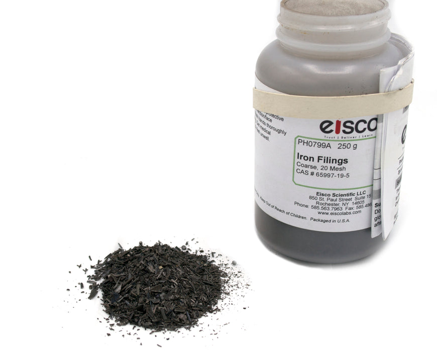 Coarse Iron Filings, 250g - 20 Mesh Iron Shavings for Magnets