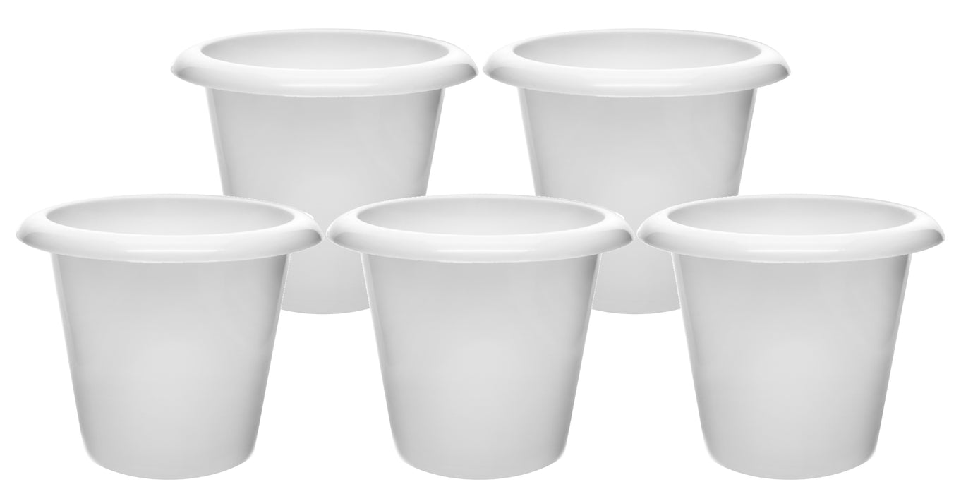 Plant Nursery Pots, 11" Tall - Pack of 5 - Polypropylene - Downward Extended Rim - Drillable Drain Holes