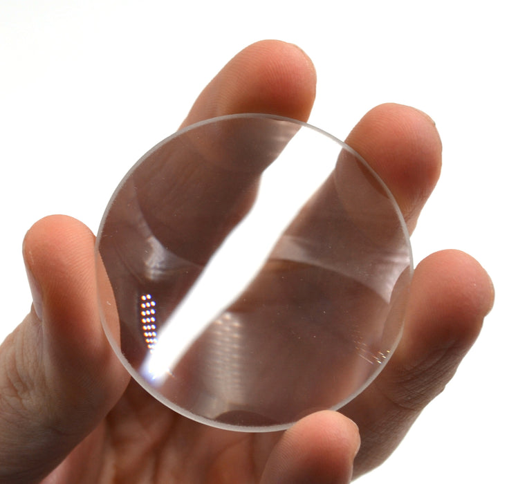 Round Double Convex Optical Glass Lens - 2" (50mm) Diameter - 100mm Focal Length - 8mm Thick Approx. - Eisco Labs