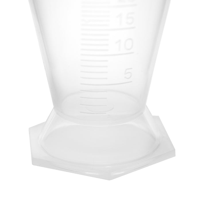 12PK Conical Measures, 25ml - Polypropylene - Raised Graduations - Hexagonal Base