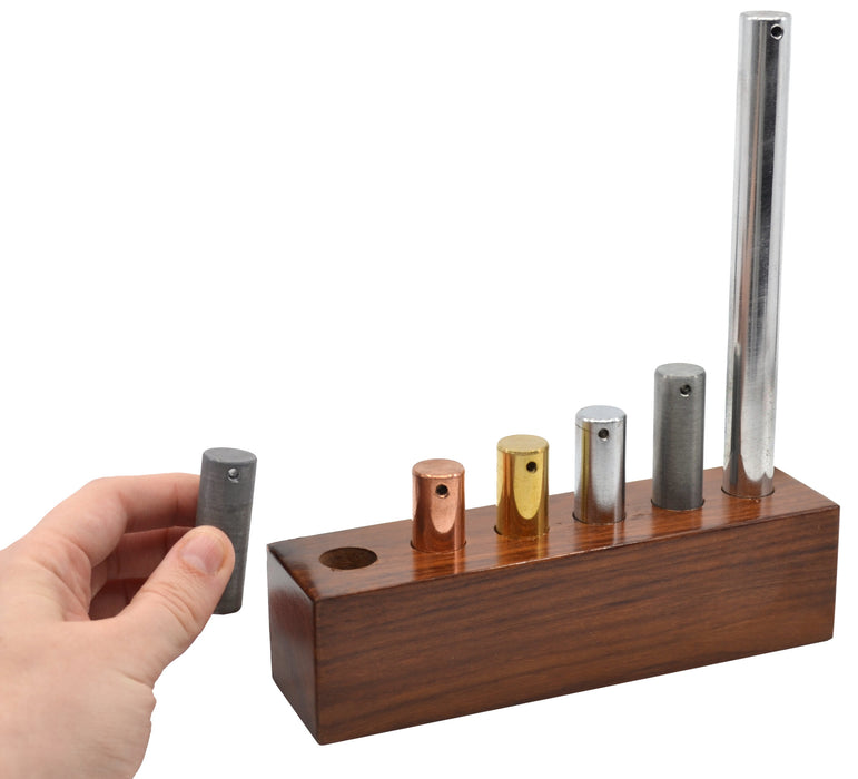 6 Piece Equal Mass Metal Cylinder Set - Includes Copper, Lead, Brass, Zinc, Iron & Aluminum