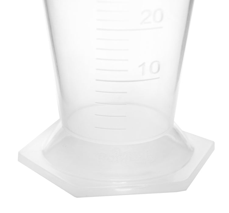 12PK Conical Measures, 50ml - Polypropylene - Raised Graduations - Hexagonal Base