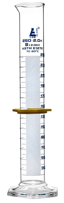 250ml graduated cylinder class b blue single scale