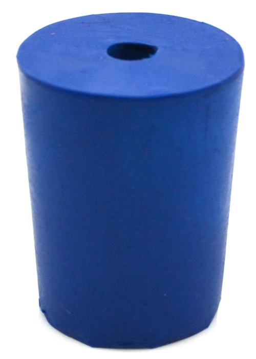 Neoprene Stopper, 1 Hole - Blue, Size: 18mm Bottom, 21mm Top, 26mm Length - Pack of 10