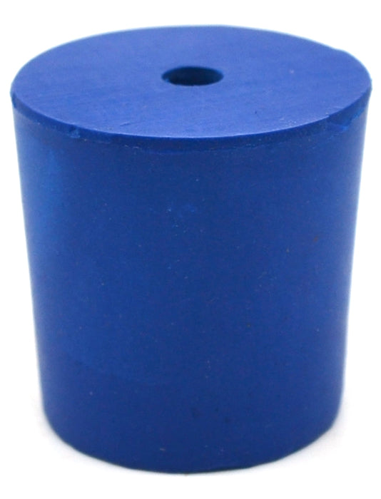Neoprene Stopper, 1 Hole - Blue, Size: 25mm Bottom, 28mm Top, 28mm Length - Pack of 10