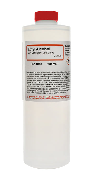 95% Denatured Ethyl Alcohol, 500mL - Laboratory Grade - The Curated Chemical Collection