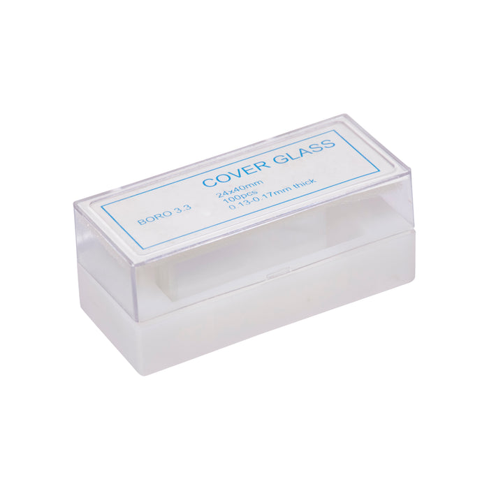 100pcs Premium Glass Coverslips, Rectangular 24x40mm - Thickness 0.13-0.17mm - Borosilicate Cover Glasses for Microscope Slides