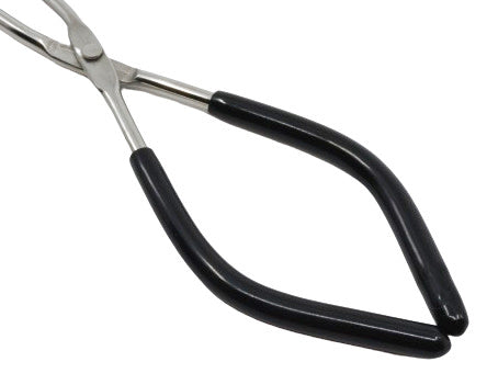 Beaker Tongs, 9.75" Long - Rubber Coated Jaws - Nickel Plated Steel