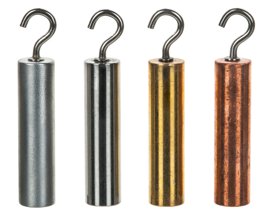 4 Piece Hooked Cylinder Set - Includes Brass, Aluminum, Steel & Copper