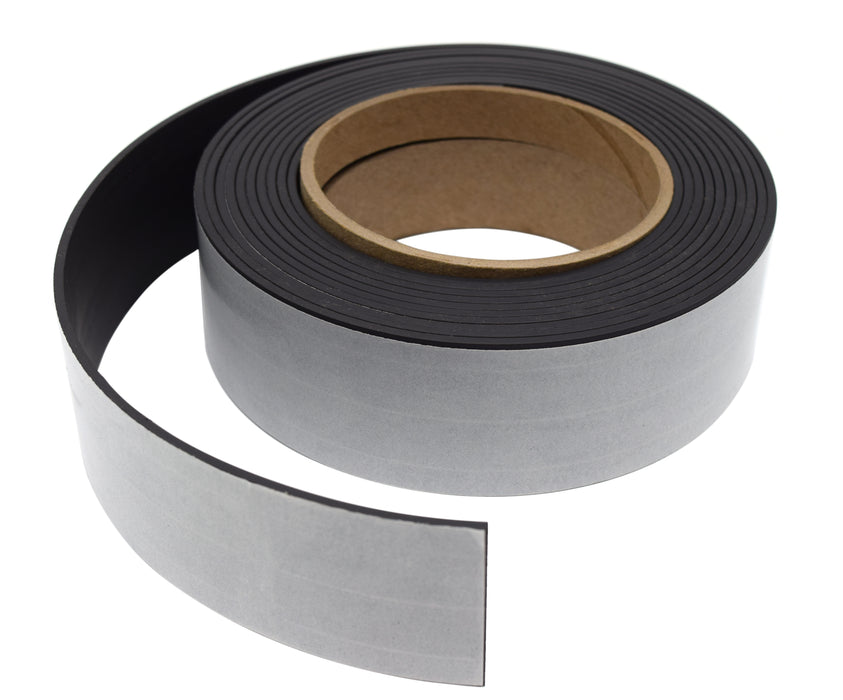 Flexible, Adhesive Magnetic Tape, 12ft Roll - 1.5" x 0.085" - Anisotropic - Heavy Duty, Double Coated Rubber 3mil Adhesive - Great for Crafts, Projects, Refrigerators, Organization - Made in the USA