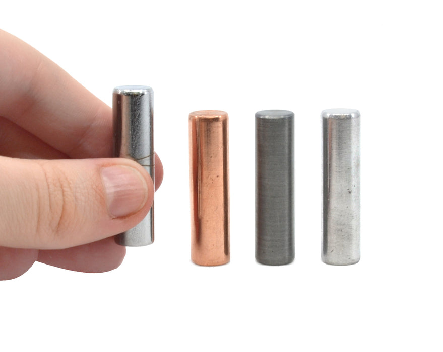 4 Piece Metal Cylinder Set - Includes Aluminum, Zinc, Copper & Steel