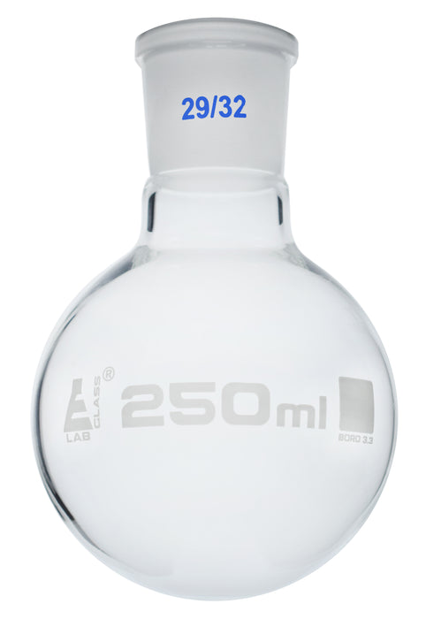 Boiling Flask with Joint, 250ml - Socket Size 29/32 - Round Bottom, Interchangeable Joint - Borosilicate Glass - Eisco Labs