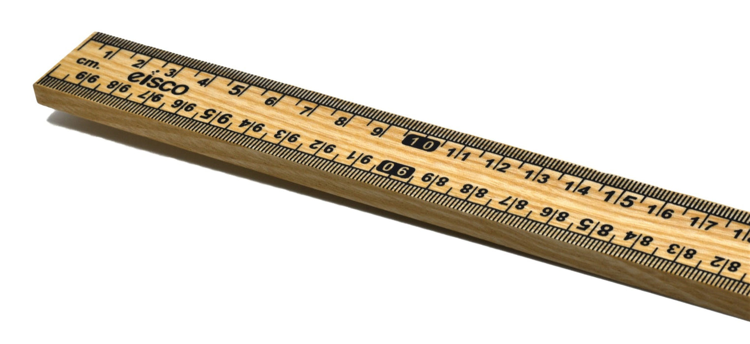 Meter Stick, One Meter - Hardwood - Graduated Edges - Horizontal Reading - Centimeters and Millimeters - Eisco Labs