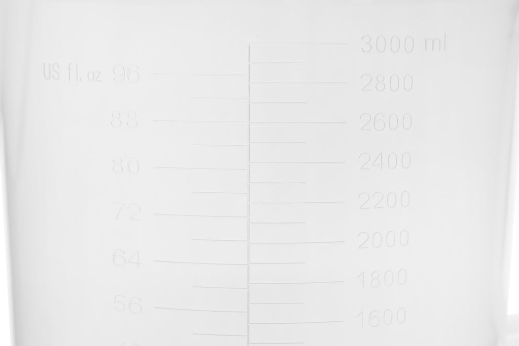 Measuring Jug, 3000ml - Short Form, Euro Design - Polypropylene Plastic - Raised Graduations