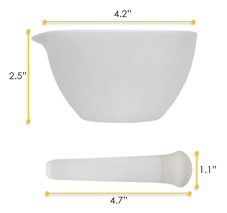 Mortar & Pestle, 150mL - 105mm - Porcelain, Unglazed Grinding Surface