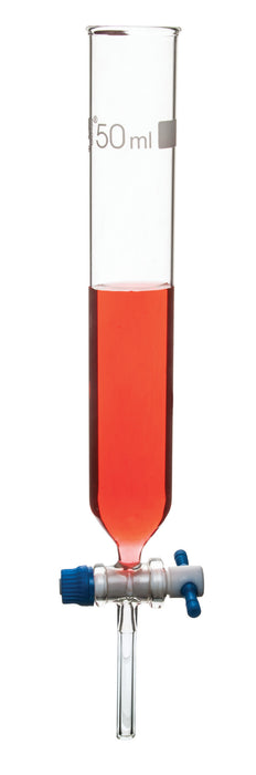 Dropping Funnel, 50mL - Cylindrical - With Open Top & PTFE Key Stopcock - Borosilicate Glass