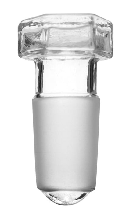 Hollow Stopper, Hexagonal - 19/26 Cone - Round End - Borosilicate Glass - Eisco Labs