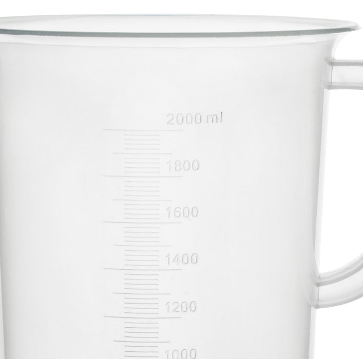 Measuring Jug, 2000mL - Polypropylene Plastic - Raised Graduations