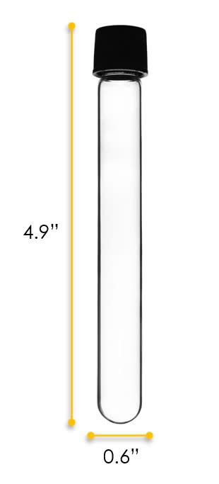 Culture Tube with Screw Cap, 15mL, 12/PK - 16x125mm - Round Bottom - Borosilicate Glass