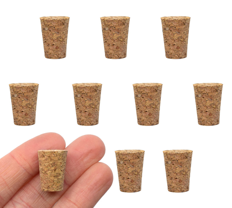 10PK Cork Stoppers, Size #2 - 9mm Bottom, 13mm Top, 17mm Length - Tapered Shape