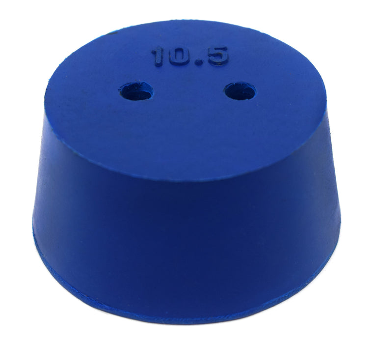 10PK Neoprene Stoppers, 2 Holes - ASTM - Size: #10.5 - 45mm Bottom, 53mm Top, 25mm Length