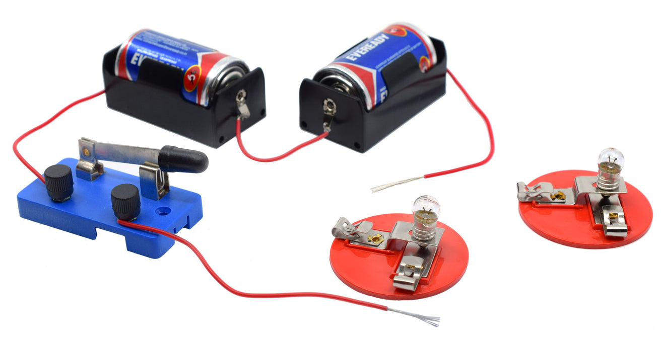 Basic Circuits Kit - Explore Electricity & Build Basic, Parallel & Series Circuits - Includes Batteries, Wire, Bulbs, Knife Switch, Holders & Experiment Guide