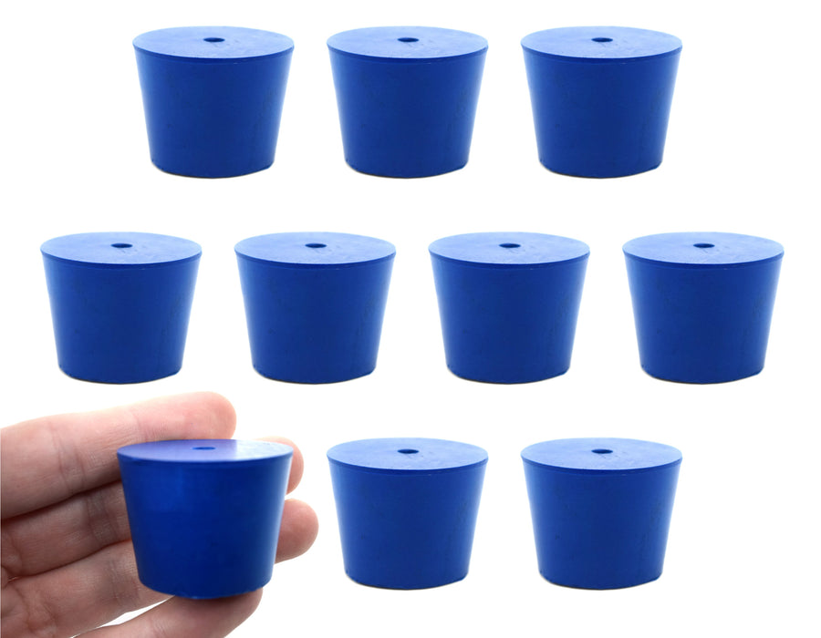 10PK Neoprene Stoppers, 1 Hole - ASTM - Size: #6.5 - 27mm Bottom, 34mm Top, 25mm Length