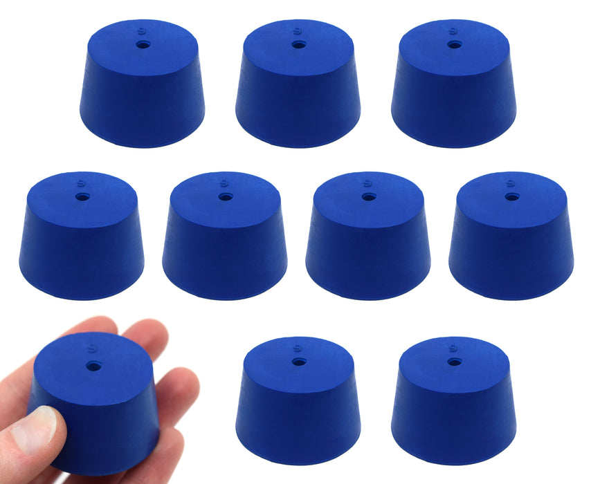 10PK Neoprene Stoppers, 1 Hole - ASTM - Size: #9 - 37mm Bottom, 45mm Top, 25mm Length
