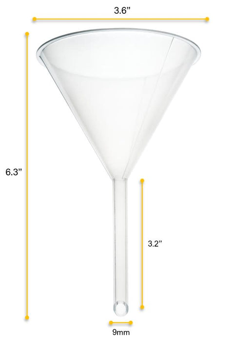 10PK Filter Funnel, 3.6" - Polypropylene Plastic - Chemical Resistant