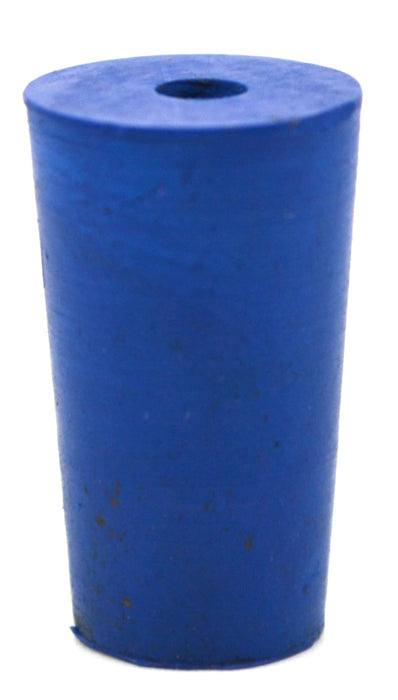 Neoprene Stopper, 1 Hole - Blue, Size: 11mm Bottom, 14mm Top, 24mm Length - Pack of 10