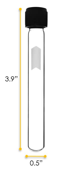 Culture Tube with Screw Cap, 5mL - 12x100mm - Marking Spot - Round Bottom - Borosilicate Glass
