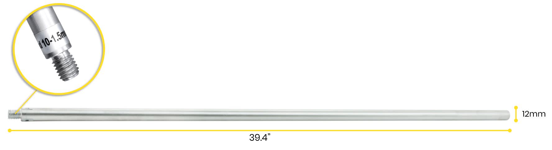 Retort Stand Rod, 39.5" (100cm) - Aluminum - 10 x 1.5mm Thread