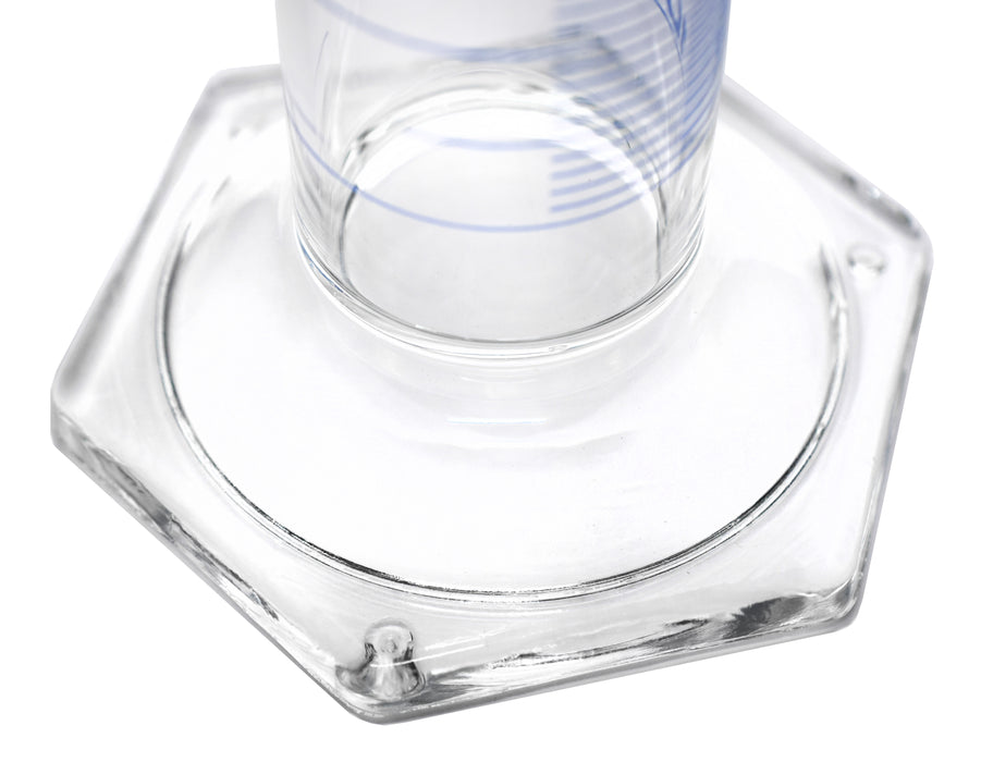 Glass Graduated Cylinder, 5mL - Class B - Blue Single Scale - Hexagonal Base - Borosilicate