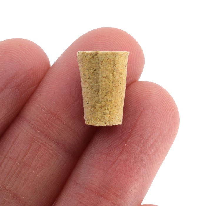 10PK Cork Stoppers, Size #0 - 7mm Bottom, 10mm Top, 13mm Length - Tapered Shape