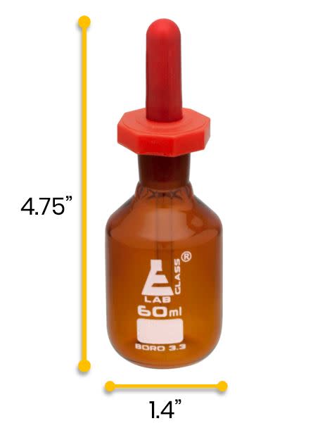 Dropping Bottle, 60mL - Amber - Borosilicate Glass