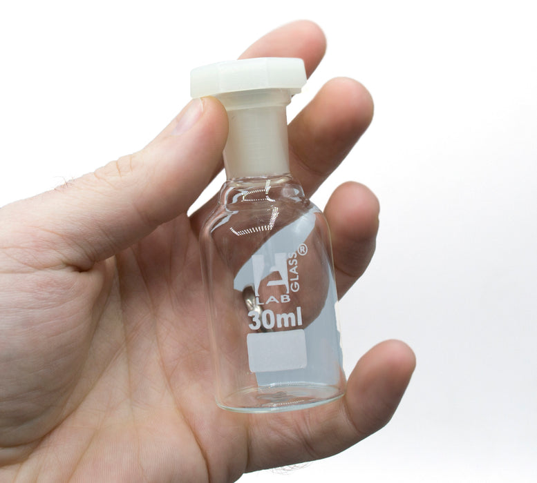 Reagent Bottle, 30mL - Clear - With Acid-Proof Polypropylene Stopper - Borosilicate Glass