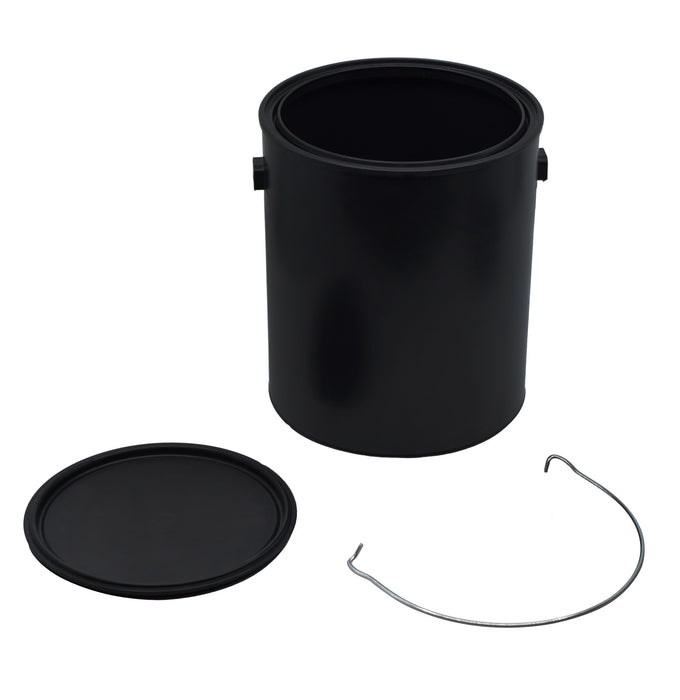 1 Gallon Black All-Plastic (Polypropylene) Paint Can with Ears, Bail and Lid - Can Made From 100% Recycled Plastic