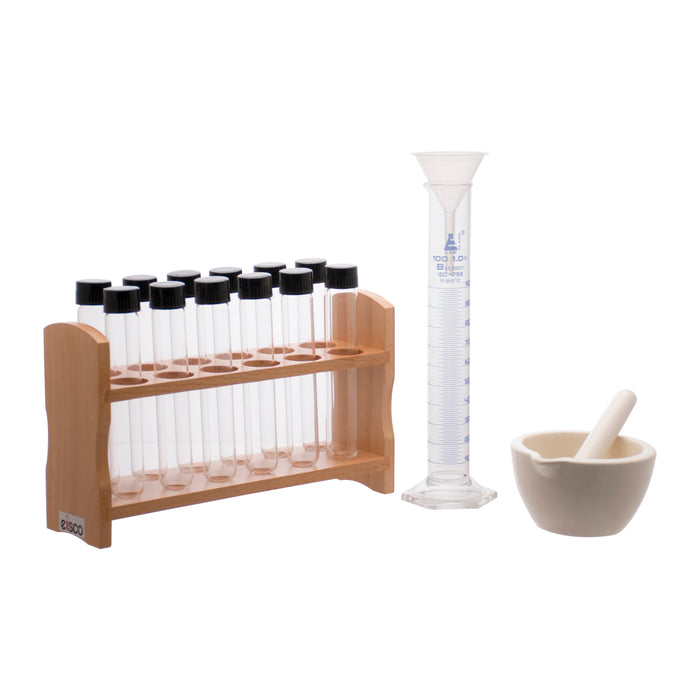 Herbalist Set with Storage tubes glass cylinder, and Mortar Pestle