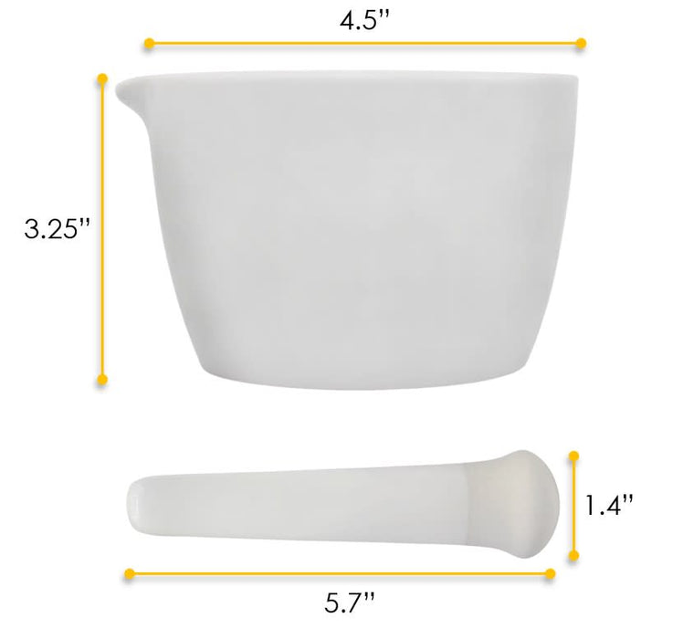 Mortar & Pestle, 275mL - 115mm - Porcelain, Unglazed Grinding Surface
