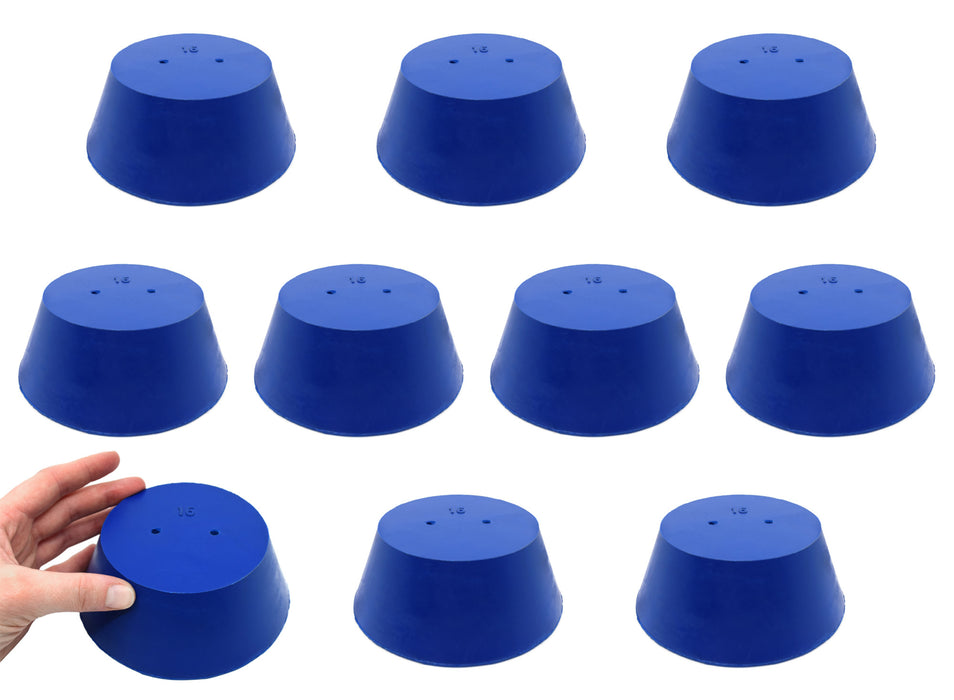 10PK Neoprene Stoppers, 2 Holes - ASTM - Size: #16 - 90mm Bottom, 127mm Top, 50mm Length