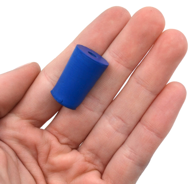 Neoprene Stopper, 1 Hole - Blue, Size: 13mm Bottom, 16mm Top, 24mm Length - Pack of 10